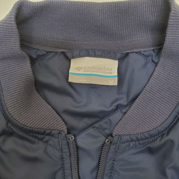 Columbia Jacket Womens M Quilted Fleece Puffer Full Zip Blue Mock Neck Pockets - Picture 9 of 13